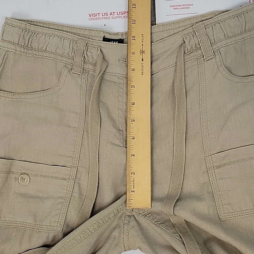 y2k H&M beige linen cargo roll up pants size 8